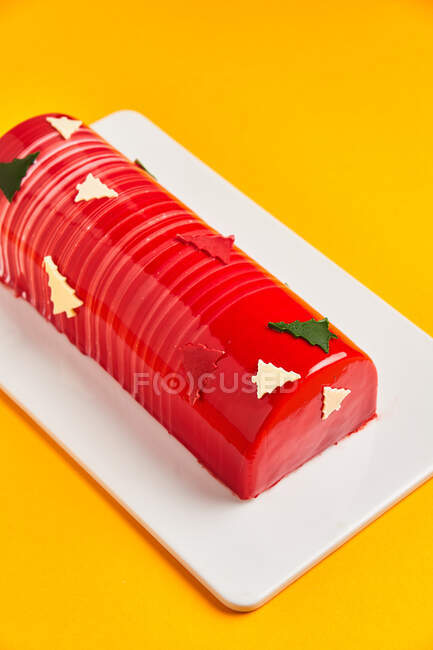Yummy dessert with Christmas trees — Stock Photo
