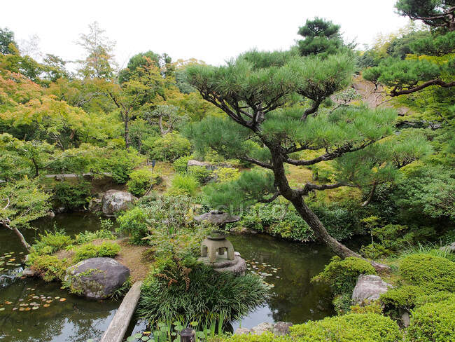 Peaceful jardim verde fora do santuário — Fotografia de Stock