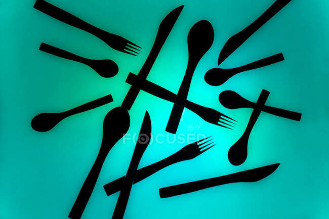 Set of cutlery on colorful background — Stock Photo