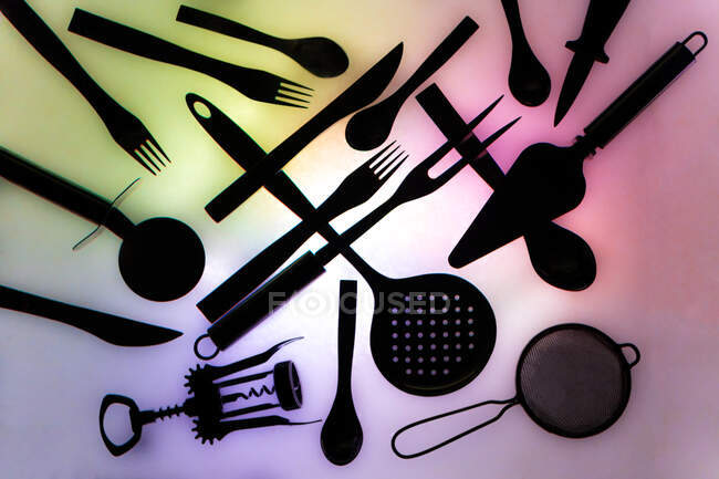 Set of various craft tools on colorful background — Stock Photo