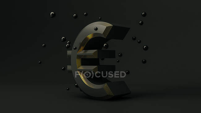 Euro símbolo de dinero. Concepto de dinero sobre fondo negro - foto de stock