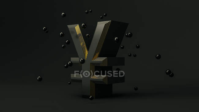 Yen-Symbol. Geldkonzept auf schwarzem Hintergrund — Stockfoto