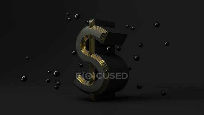 Dollar-Geld-Symbol. Geldkonzept auf schwarzem Hintergrund — Stockfoto