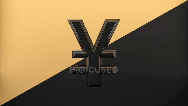 Yen-Symbol. Geldkonzept auf schwarzem und goldenem Hintergrund — Stockfoto