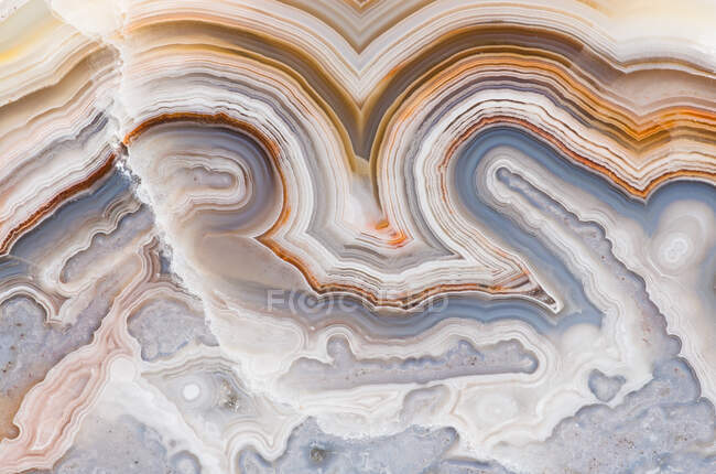 Macro photo of the banding patterns in a Crazy Lace agate from Mexico — стокове фото