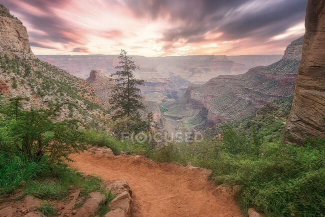 Spettacolare vista del canyon roccioso nella giornata di sole nel Parco Nazionale del Grand Canyon in Arizona — Foto stock