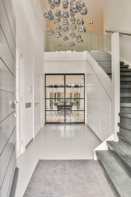 Stairs in the luxury hallway looking elegance — Stock Photo