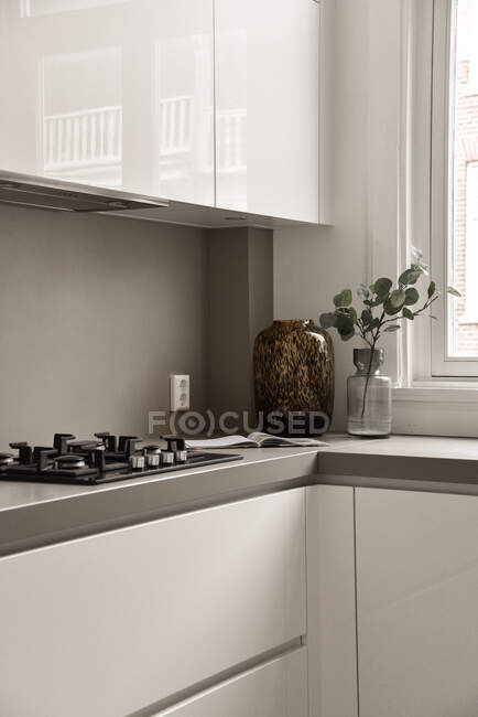 Una cocina de lujo luminosa en una casa elegante - foto de stock
