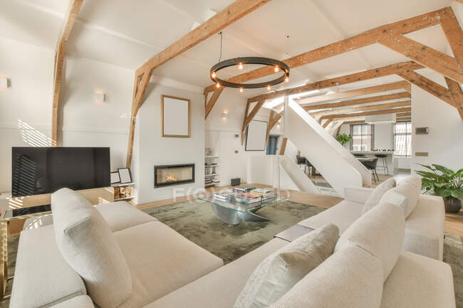 Interior design of living room of luxury house — Stock Photo