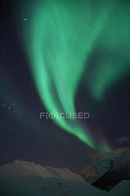Spektakuläre grüne Nordlichter in Tromsö — Stockfoto