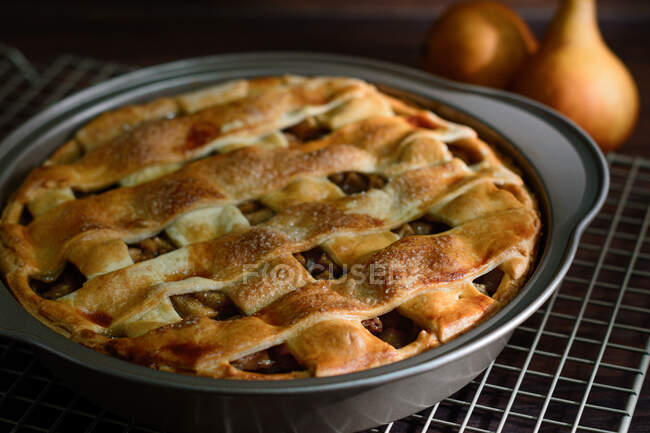 Pear Pie With Lattice Pastry Top — Stock Photo