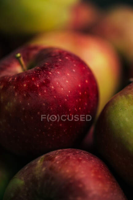 Pommes rouges fraîches sur fond foncé — Photo de stock
