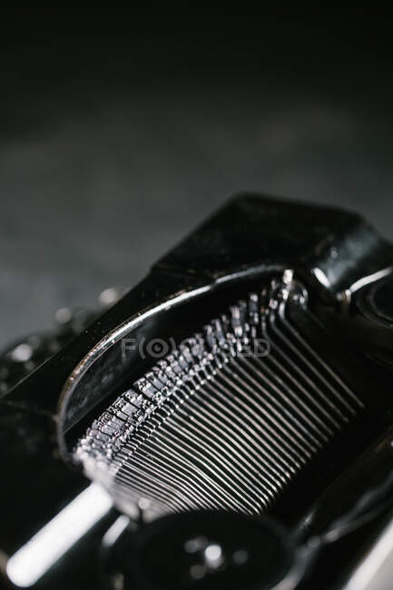 Closeup shot of types and mechanism of retro typewriter — Stock Photo
