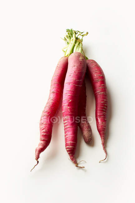 Red daikon radish on white background. Healthy asian ingredient for vegetarian dish — Stock Photo