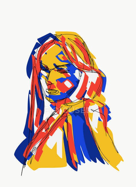 Векторная иллюстрация уверенной женщины с рыжими волосами, смотрящей в камеру — стоковое фото