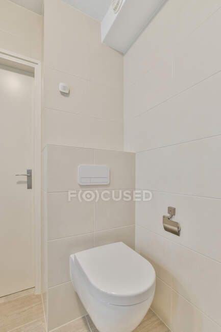 Creative design of bathroom with toilet in light house — Stock Photo
