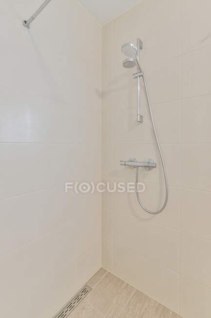 Contemporary bathroom interior with washbasin against shower room — Stock Photo