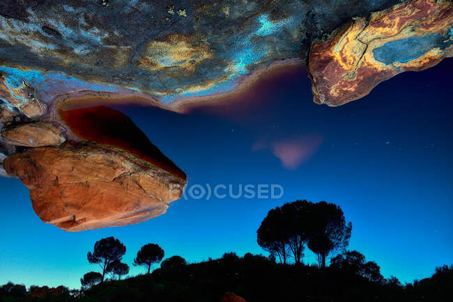 Abstract intimate landscape in a river. it looks like two worlds collide — Stock Photo