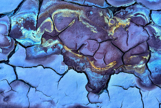 Texture abstraite de boue fissurée avec des couleurs et des formations magnifiques qui ressemblent à un rhinocéros — Photo de stock