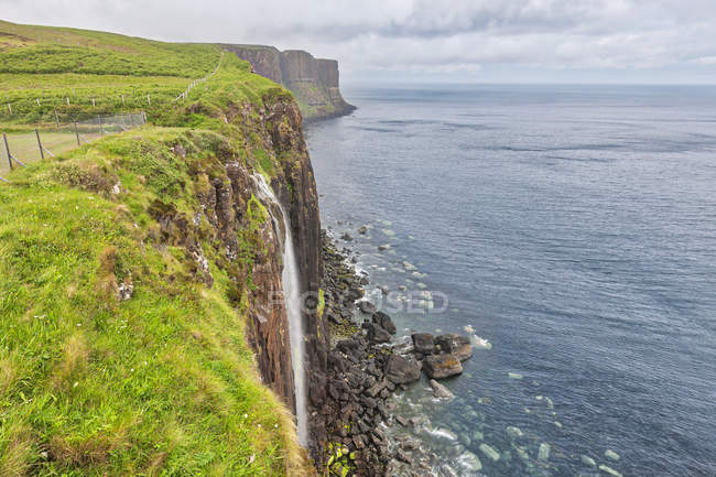 Kilt Rock And Mealt Falls On Isle Of Skye Scotland Tranquil Scene Horizon Over Water Stock Photo