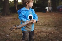 Милый маленький мальчик в лесу — стоковое фото