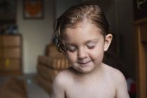 Adorable little boy with wet hair — Stock Photo