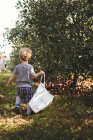 Маленький хлопчик у саду — стокове фото
