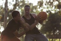 Les hommes jouent au basket dans le parc — Photo de stock