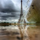 Torre Eiffel y fuente de agua - foto de stock