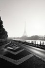 View of Eiffel Tower in fog — Stock Photo