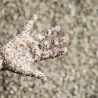 Hand mit Sand bedeckt — Stockfoto