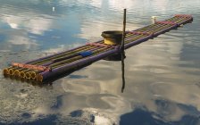 Bamboo Raft on water — Stock Photo
