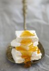 Square pieces of white, plain nougat in stack — Stock Photo