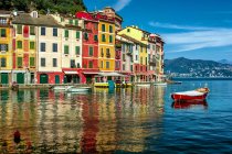 Multicolored waterfront houses and harbor — Stock Photo