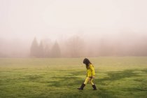 Menina no parque no dia nebuloso — Fotografia de Stock