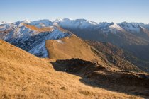 Jeune femme randonnée dans les Alpes — Photo de stock