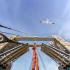 Raised tower bridge, London, England — Stock Photo