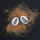 Окрашенные яйца в гнездо — стоковое фото