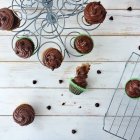 Hazelnut cupcakes on cakestand — Stock Photo