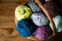 Basket full of yarn — Stock Photo