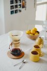 Coffee pot, mugs — Stock Photo