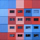 Pattern of  stacked multi colored containers — Stock Photo