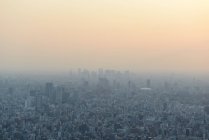 Туманний захід сонця над Токіо — стокове фото