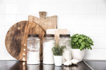 Kitchen essentials on table — Stock Photo