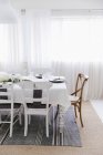 Dining table set for dinner — Stock Photo