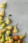 Pears on bench top — Stock Photo