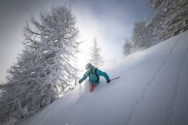 Человек на лыжах — стоковое фото