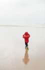 Niño caminando en la playa - foto de stock