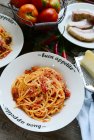 Spaghetti all 'amatriciana — стоковое фото