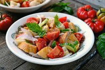 Bowl of panzanella salad — Stock Photo